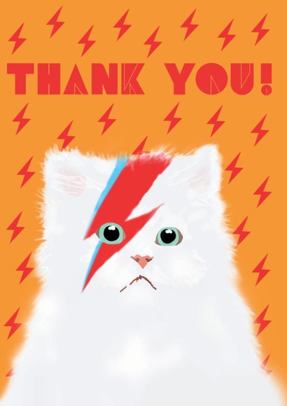 David Bowie Cat Thank You Card created by @ChildstarSamantha