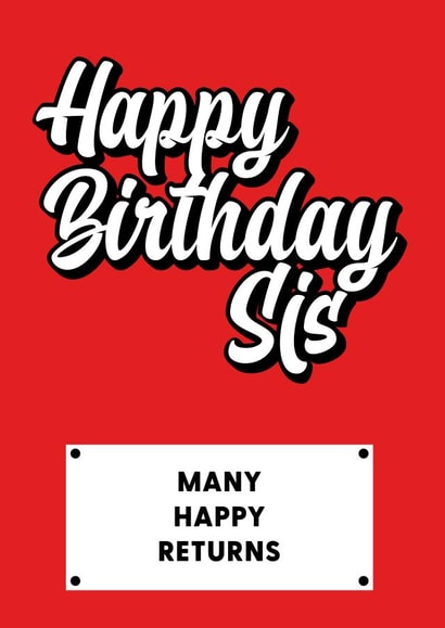 Happy Birthday Sis | Simple RED Card created by RED Cards