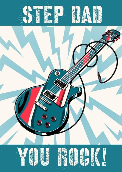 Guitar and music themed Father’s Day card for step dads created by Evezee
