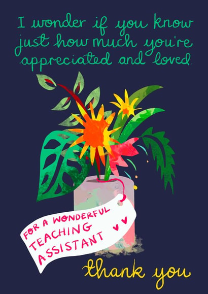 Teaching assistant thank you card created by Rosie Johnson Illustrates