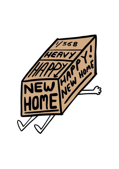 Funny Moving Box New Home Card - Heavy Box - Happy New Home created by Chloé Lawson