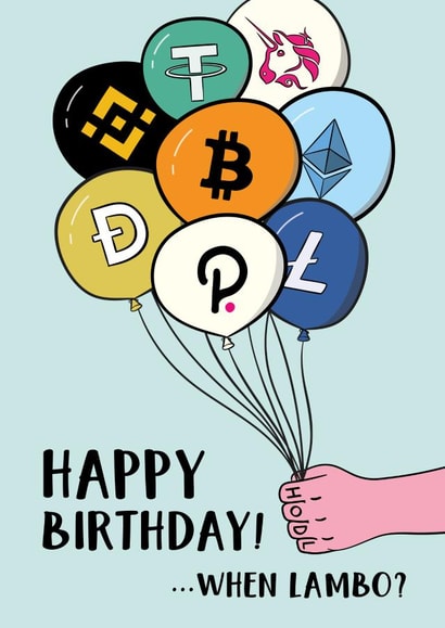 Crypto Birthday Card - Bitcoin, Ethereum, Doge, Polkadot, Binance created by Mr Muir
