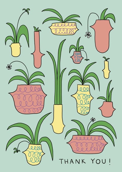 Thank you with houseplants in pastels created by Marcie Mintrose