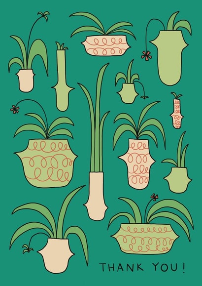 Thank you with houseplants in green created by Marcie Mintrose