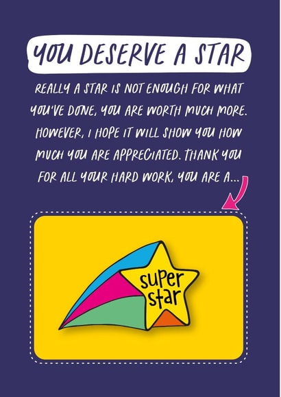 You deserve a star appreciation card created by Poppy Lane