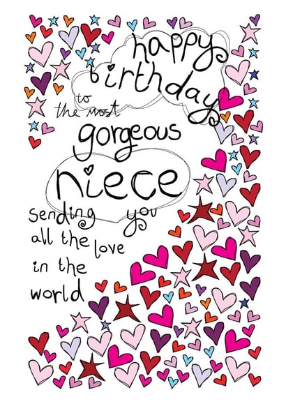 Happy Birthday Gorgeous Niece - With Love - Birthday Card created by Paperlicious