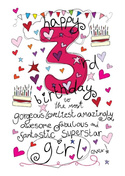 3rd Birthday, Birthday Girl - With Love - Birthday Card created by Love and Happy Stuff