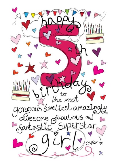 5th Birthday, Birthday Girl - With Love - Birthday Card created by Love and Happy Stuff