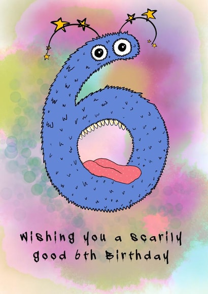 Child’s Monster 6th birthday card six created by Rae of Sunshine