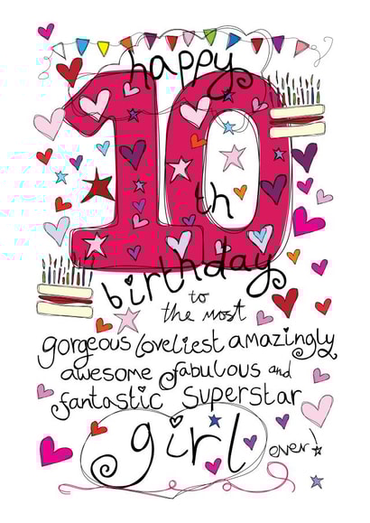 10th Birthday, Birthday Girl - With Love - Birthday Card created by Love and Happy Stuff