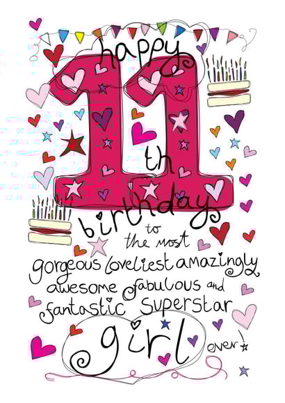 11th Birthday, Birthday Girl - With Love - Birthday Card created by Love and Happy Stuff