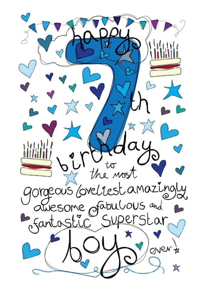7th Birthday, Birthday Boy- With Love - Birthday Card created by Love and Happy Stuff
