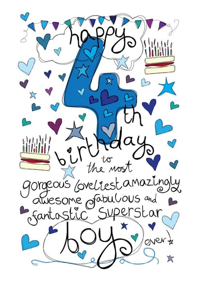 4th Birthday, Birthday Boy - With Love - Birthday Card created by Love and Happy Stuff