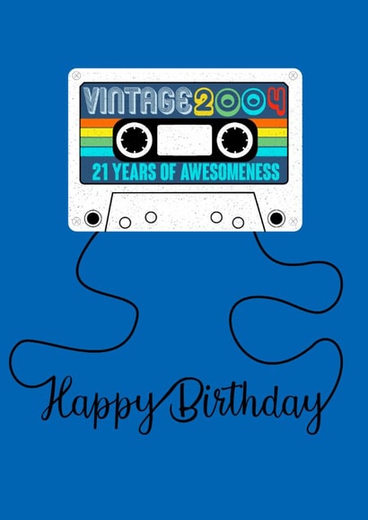 Retro cassette Mixtape 21st Birthday Card 2004 Birthday created by Claire Beetham-Davies