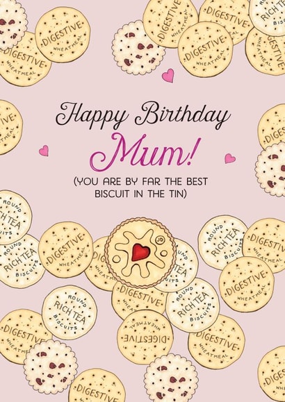 Happy Birthday Mum Biscuit Card 1000 created by Life's Little Doodles
