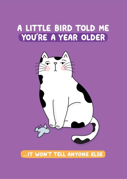 Funny Little Bird vs Cat Birthday Card created by Inky in the Wild