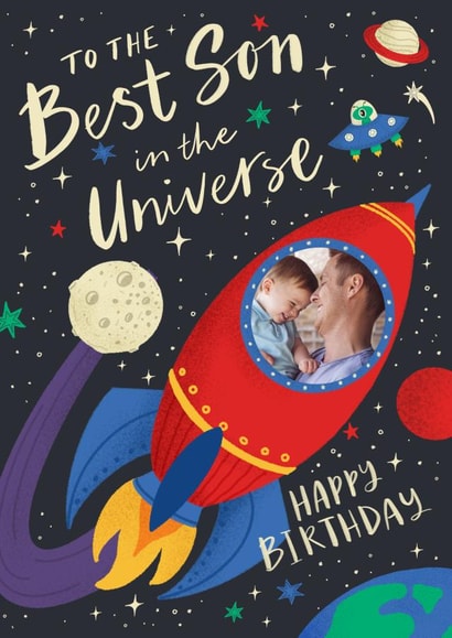 Space best Birthday Personalised Photo Card 19725 created by Dalia Clark Design
