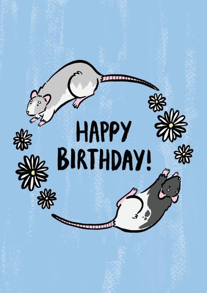Happy Birthday rat card created by Kate Wand