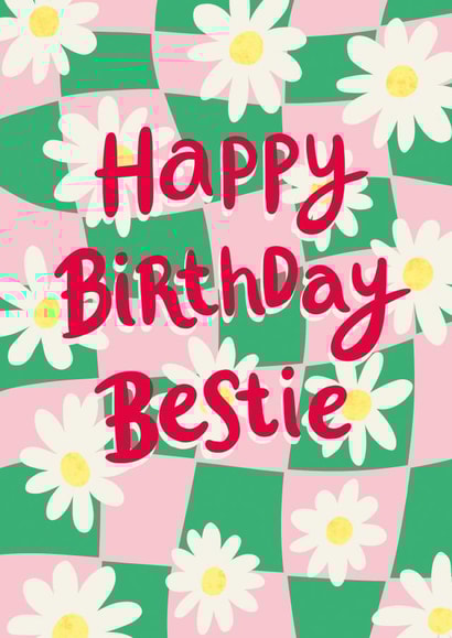 Happy Birthday Bestie Daisy Print Card created by Jessie Maeve Studio
