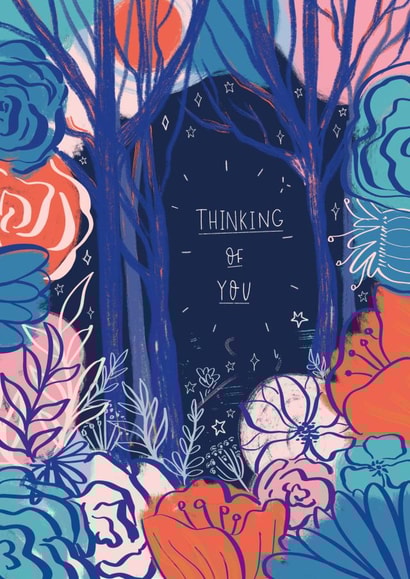 Thinking of you pretty night forest floral card created by Envy Row