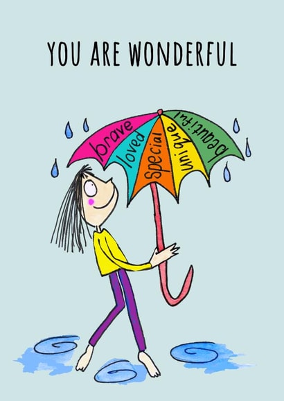 You Are Wonderful illustrated card created by Queen Neen