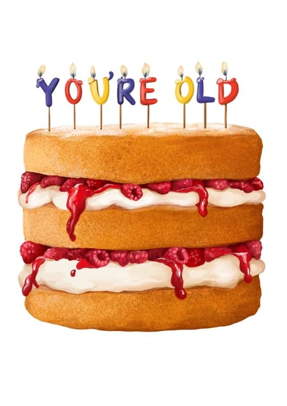 You’re old birthday cake created by Katie Tinkler illustration