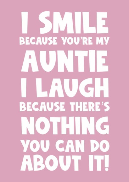 Funny happy birthday greeting card for your auntie from niece nephew smile laugh created by Naomi Park