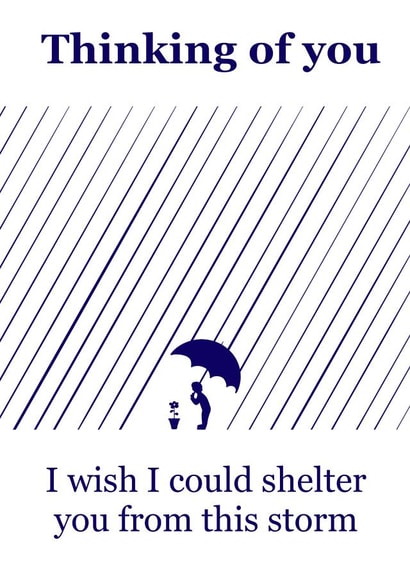 Shelter from the rain, thinking of you card created by Jen Smit