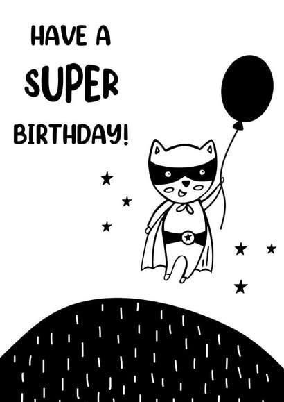 Superhero cat birthday card created by 1103 co