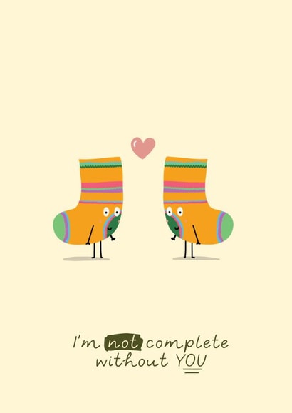 Not Complete Without You Sock Pun Anniversary Card created by Love Gemma & Co