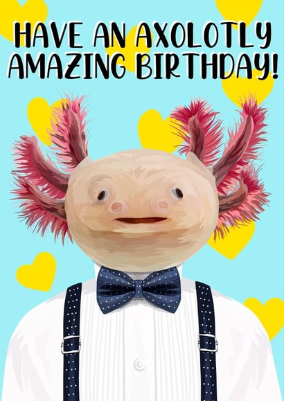Axolotl birthday card created by Wafflemamaart