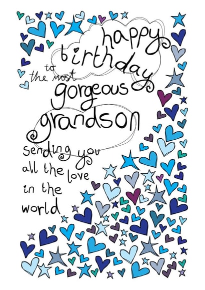 Happy Birthday Gorgeous Grandson - With Love - Birthday Card created by Paperlicious