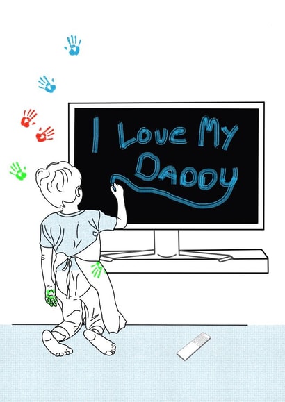 Messy painted TV fathers day card created by Victoria Gordon