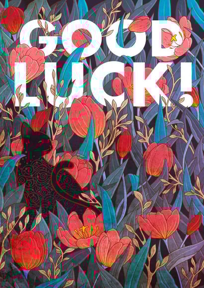 Black cat and tulips good luck created by Roberto Nieto