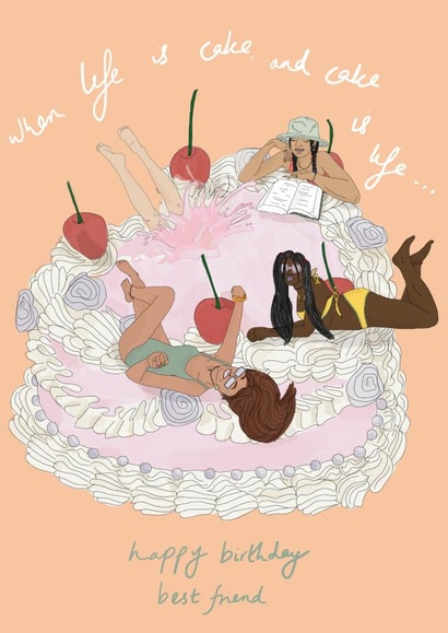 Fun Birthday Card - For Her - Life Is Cake created by Eat the Moon