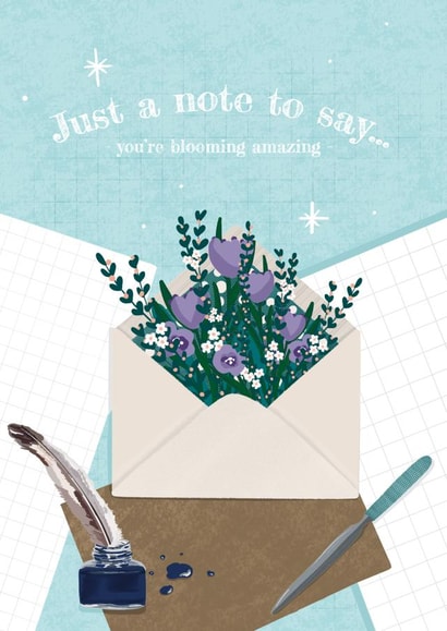 'Just a note to say' - pretty floral envelope card created by Blooming Typical Designs