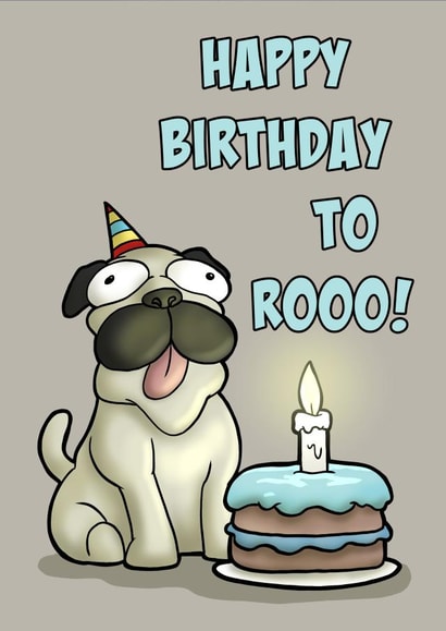 Pug Dog cute birthday card created by Dan Harris