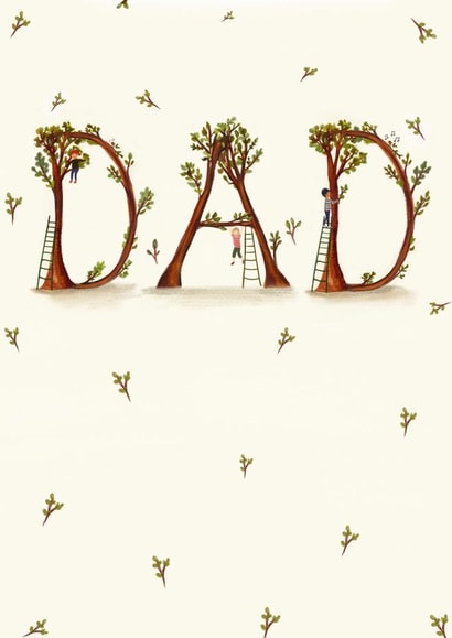 Dad fathers day cute tree Card created by Love Lucy Illustration