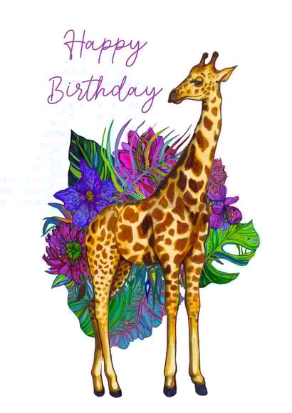 Tropical Giraffe Birthday Card created by Marcella Wylie