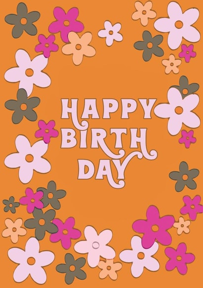 Retro Happy Birthday flower card created by Foggish