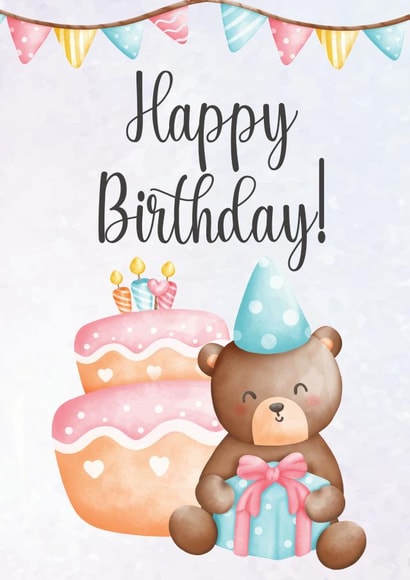 Birthday Bear, cake and presents created by EternityFae