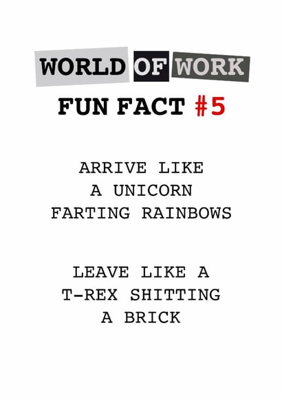 World of Work fun fact card created by Tilly From The Tuck Shop