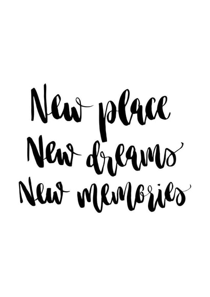 Cute Typography New Home Card - New Place New Dreams New Memories created by Creative Feel Designs