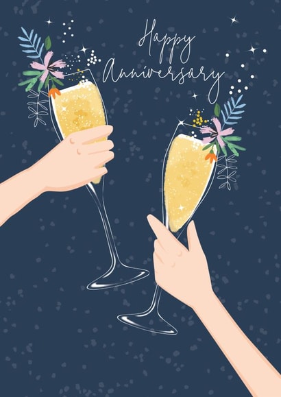 Happy Anniversary Cheers Greetings Card created by Laura Darrington Design Ltd.