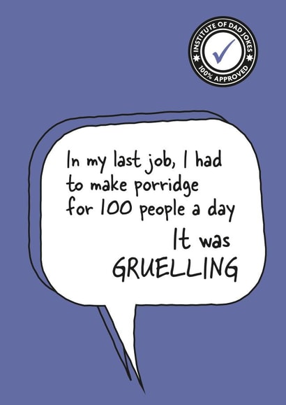 Punny one-liner dad joke card created by Tess Cards