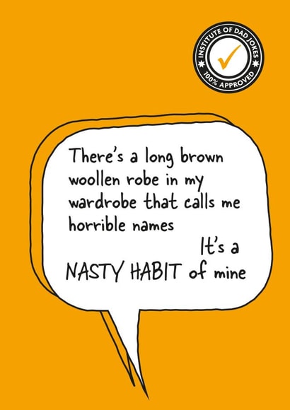 Punny one-liner dad-joke card 1002 created by Tess Cards