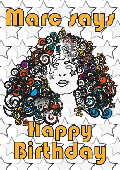 Marc Bolan Glam Rock Birthday card created by Anna Ratty