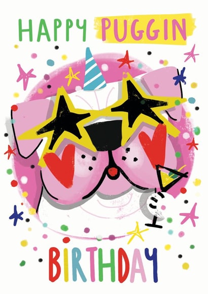 Happy Puggin Birthday  created by NICHOLA COWDERY ILLUSTRATIONS 