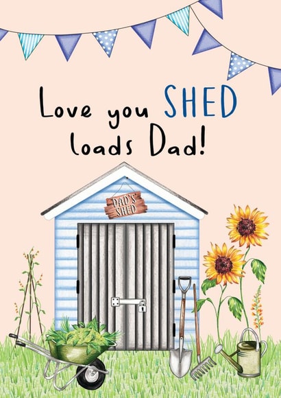 Cute Classic Illustrated Gardening Dad's Shed Father's Day Card created by Amy Florence Design