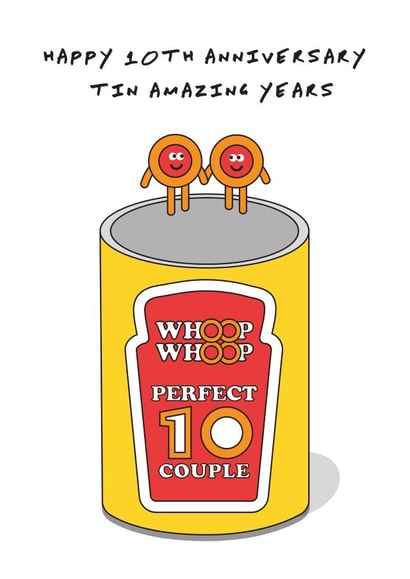 Cute Heinz Hoola Hoop Tin Anniversary Card - 10 Years - Happy 10th Anniversary Tin Amazing Years created by I AM A